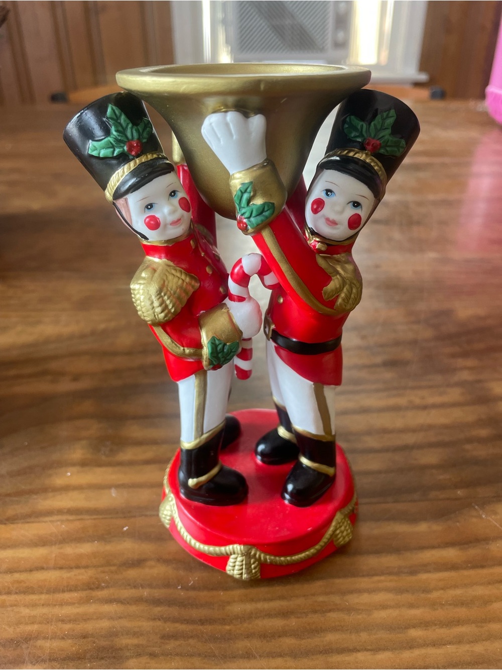 Vintage Christmas Ceramic Toy Soldier Tapestry Candle Holder festive beautiful